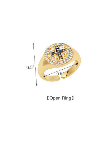 Brass Cubic Zirconia Cross Vintage Band Ring
