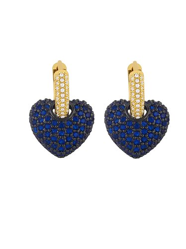 Brass Cubic Zirconia Heart Ethnic Stud Earring