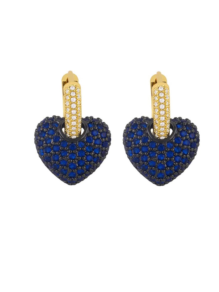 Brass Cubic Zirconia Heart Ethnic Stud Earring