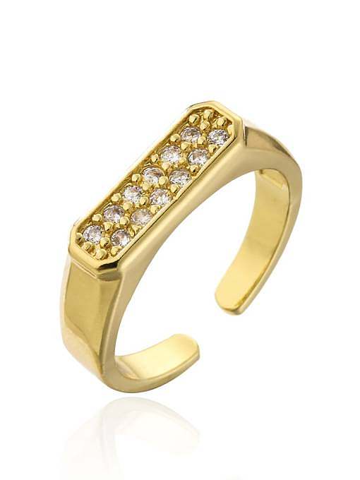 Brass Cubic Zirconia Geometric Vintage Band Ring
