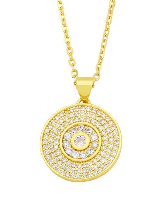 Brass Cubic Zirconia Hand Of Gold Vintage Round Pendant Necklace