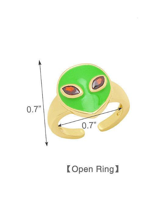 Brass Enamel Alien Cute Band Ring