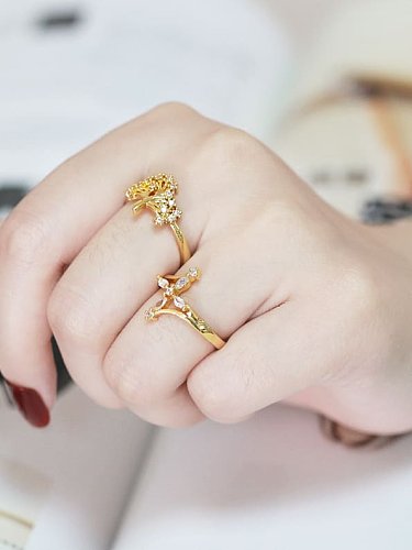 Brass Cubic Zirconia Star Vintage Band Ring