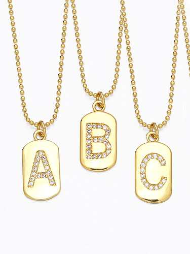 Brass Cubic Zirconia Message Vintage Geometry Pendnat Necklace