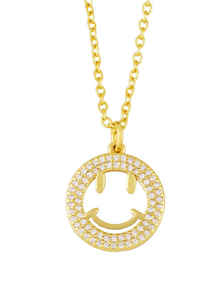 Brass Rhinestone Smiley Vintage Necklace