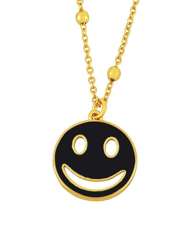 Collier Hip Hop Smiley Émail Laiton