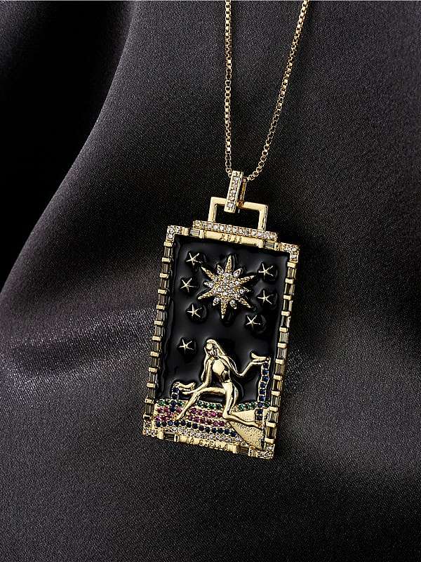 Collar vintage geométrico de esmalte de diamantes de imitación de latón