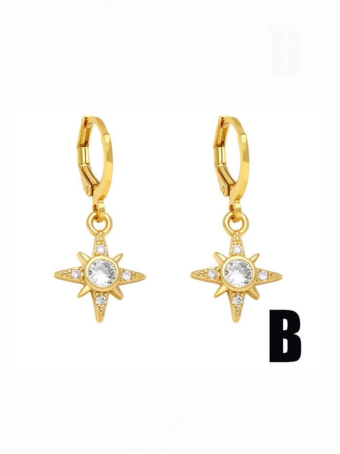 Brass Cubic Zirconia Angel Vintage Huggie Earring