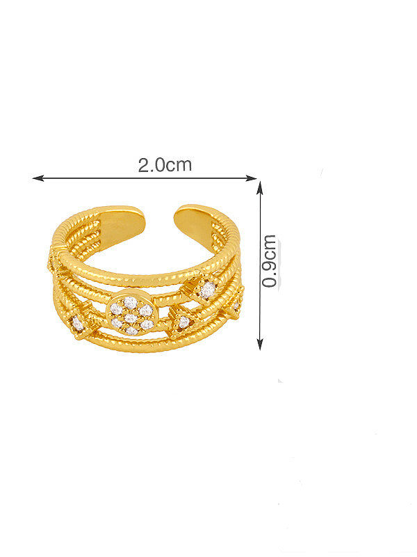 Brass Cubic Zirconia Geometric Vintage Band Ring