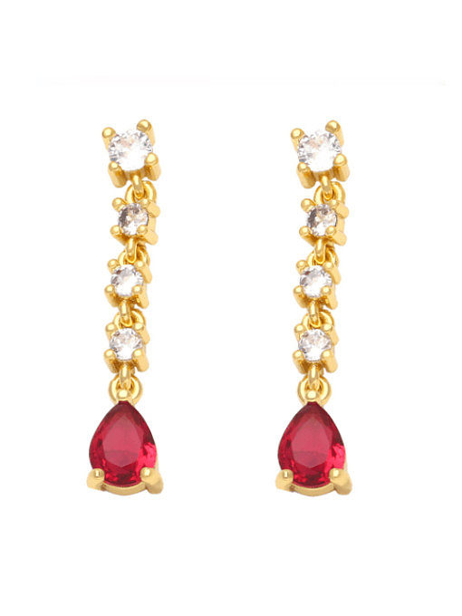 Brass Cubic Zirconia Water Drop Trend Drop Earring