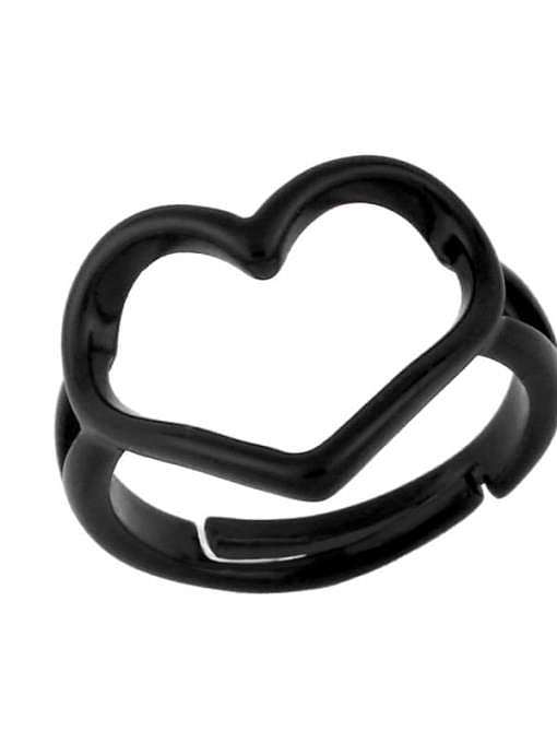 Brass Enamel Hollow Heart Minimalist Stackable Ring