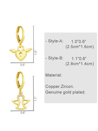 Brass Rhinestone Wing Cute Angel Huggie Earring