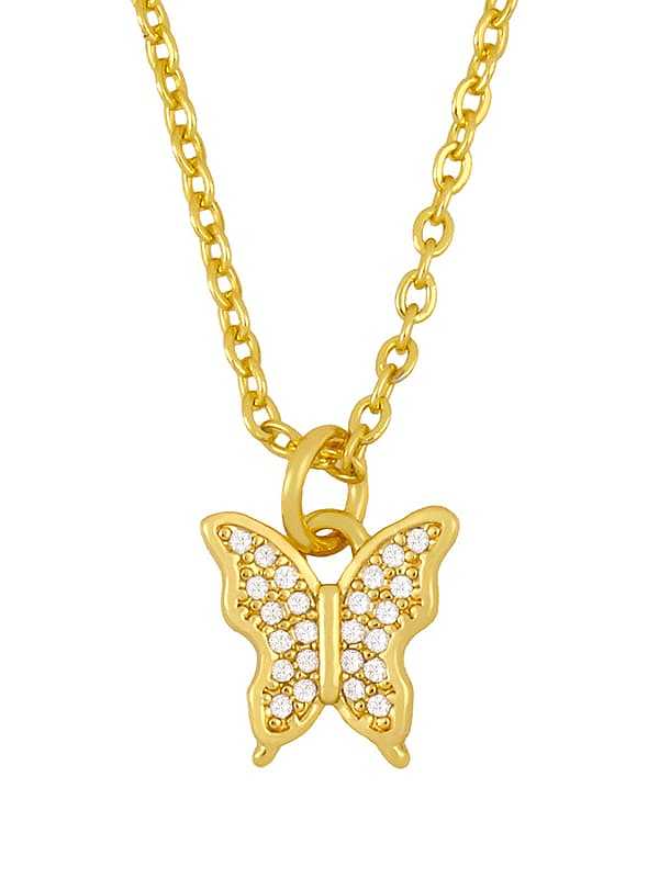 Brass Cubic Zirconia Butterfly Vintage Necklace