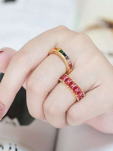 Brass Cubic Zirconia Geometric Minimalist Band Ring