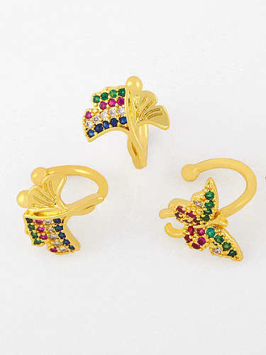 Brass Cubic Zirconia Butterfly Vintage Huggie Earring