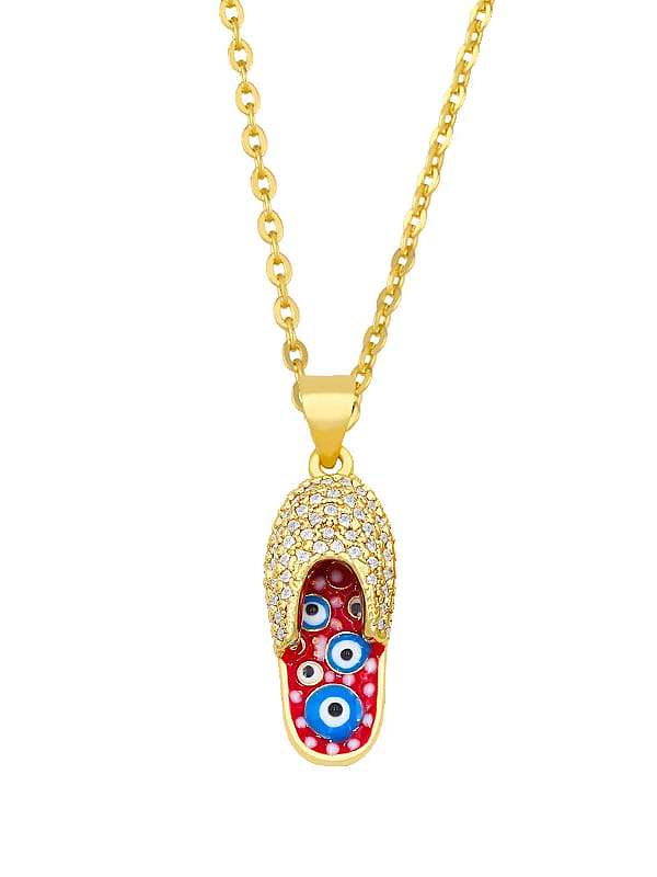 Brass Cubic Zirconia Evil Eye Vintage Necklace