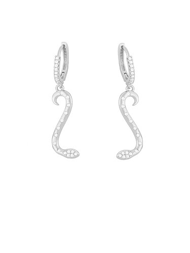 Brass Cubic Zirconia Snake Minimalist Drop Earring