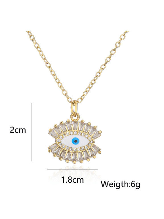 Collier Vintage Mauvais Œil en Laiton Cubic Zirconia Email