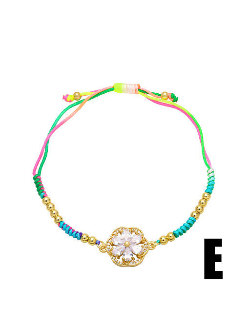 Brass Cubic Zirconia Multi Color Weave Vintage Handmade Weave Bracelet