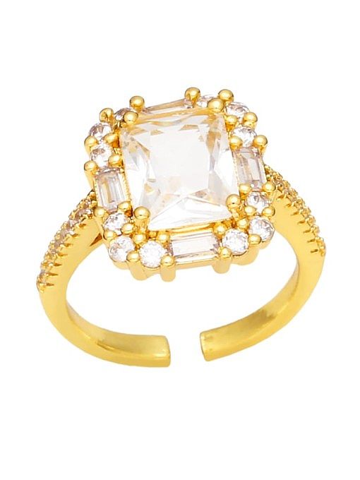 Brass Cubic Zirconia Geometric Vintage Band Ring