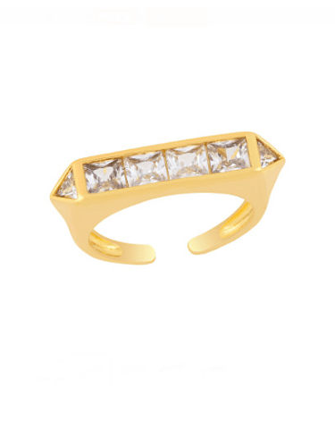 Brass Cubic Zirconia Geometric Minimalist Band Ring