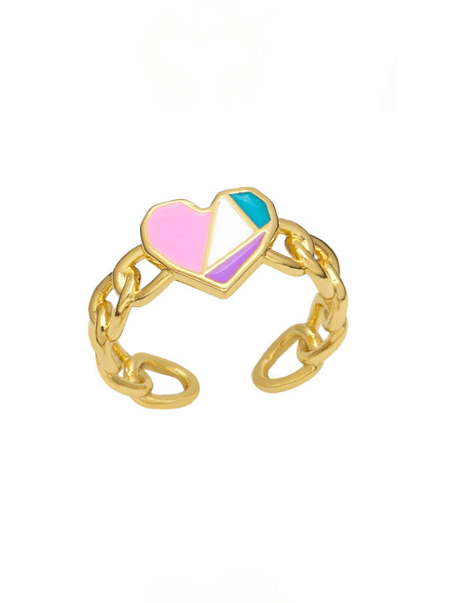 Messing-Emaille-Multi-Color-Herz-Trend-Band-Ring