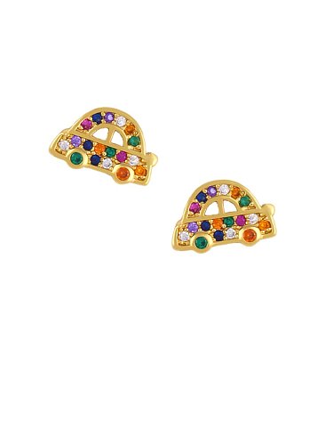 Brass Cubic Zirconia Insect Ethnic Stud Earring