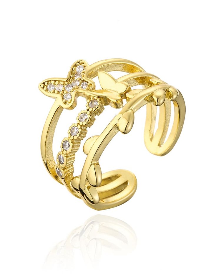 Brass Cubic Zirconia Butterfly Vintage Stackable Ring