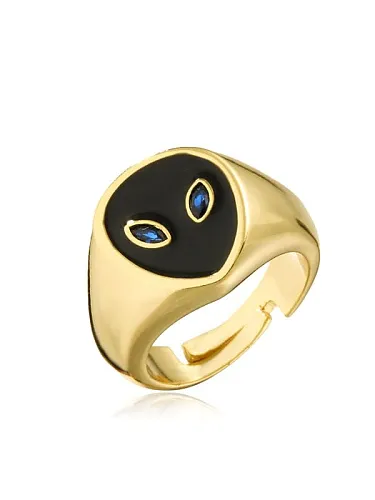 Brass Enamel Fox Minimalist Band Ring