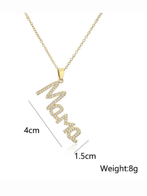 Brass Cubic Zirconia Letter Dainty Pendant Necklace