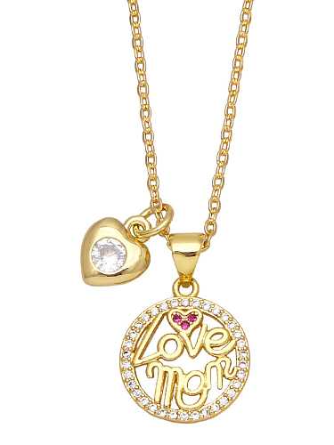 Brass Cubic Zirconia Minimalist Heart Pendant Necklace