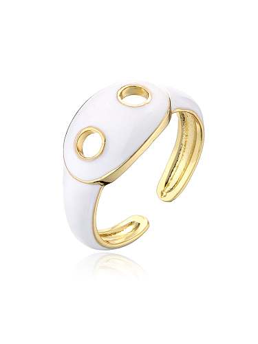 Brass Enamel Smiley Minimalist Band Ring