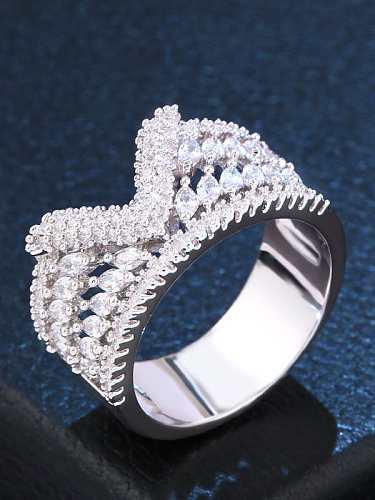 Brass Cubic Zirconia Irregular Statement Cocktail Ring