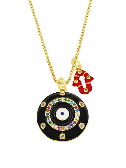 Collar geométrico de hip hop con esmalte de diamantes de imitación de latón