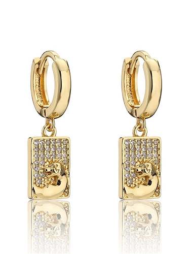 Brass Cubic Zirconia Geometric Vintage Leopard Huggie Earring