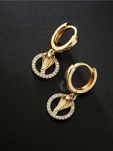 Brass Cubic Zirconia Geometric Vintage Snake Huggie Earring