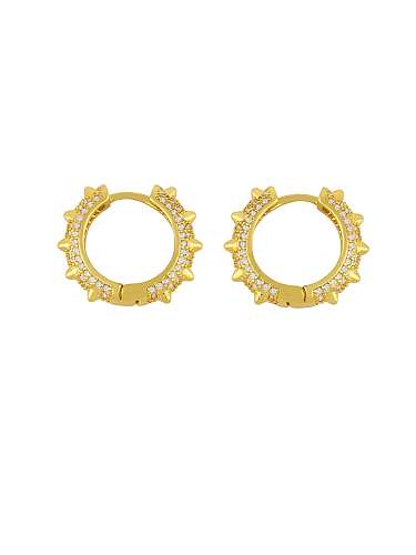 Brass Cubic Zirconia Geometric Vintage Hoop Earring