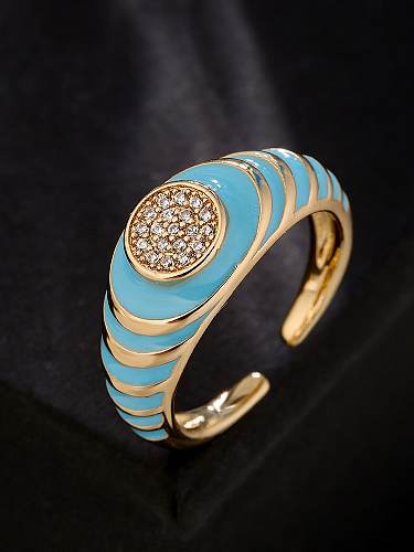 Messing Zirkonia geometrischer Vintage-Band-Ring