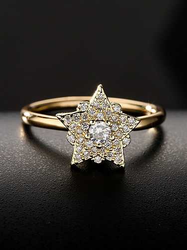 Brass Cubic Zirconia Star Vintage Band Ring