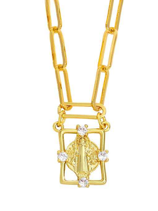 Brass Cubic Zirconia Cross Vintage Necklace