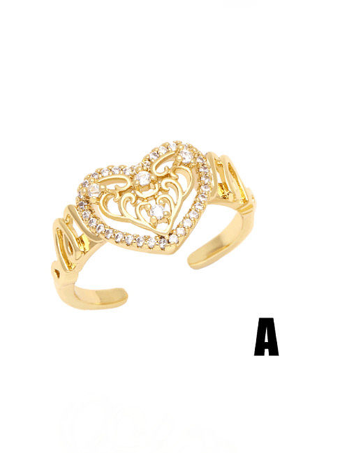Brass Cubic Zirconia Letter Hip Hop Band Ring
