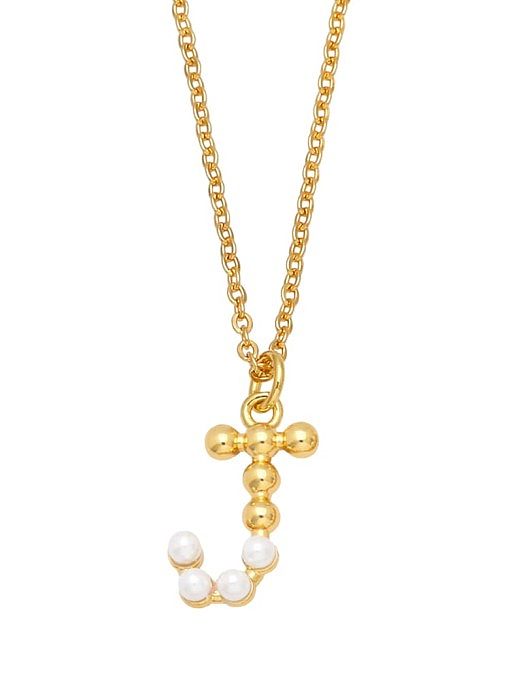 Messing Nachahmung Perle Buchstaben minimalistische Halskette