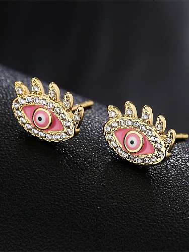 Brass Enamel Evil Eye Vintage Stud Earring