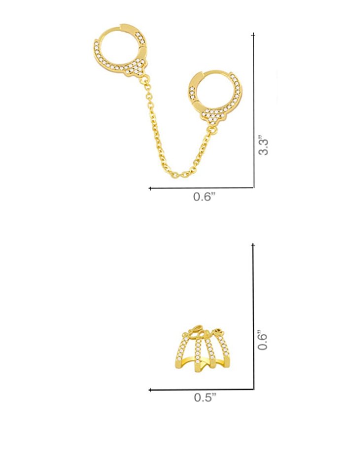 Brass Cubic Zirconia Tassel Hip Hop Single Earring