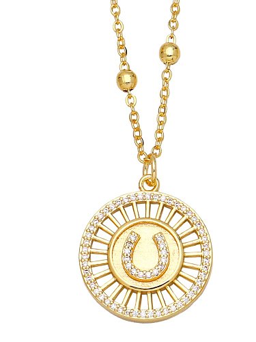 Brass Cubic Zirconia Geometric Vintage Necklace