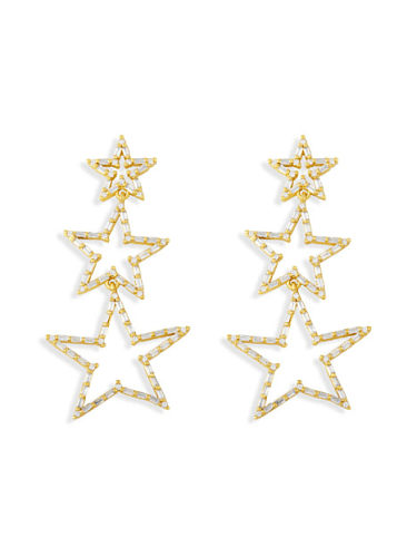 Brass Cubic Zirconia Hollow Five-pointed star Minimalist Drop Earring