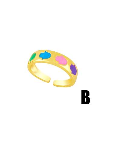 Brass Enamel Star Hip Hop Band Ring