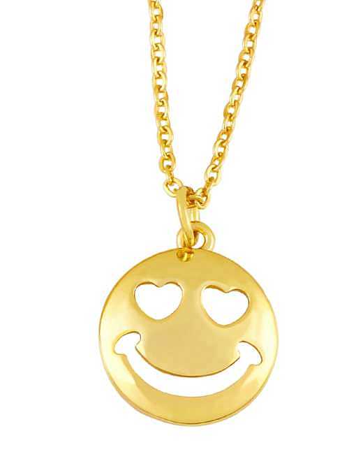 Minimalistische hohle Smiley-Anhänger-Halskette aus Messing