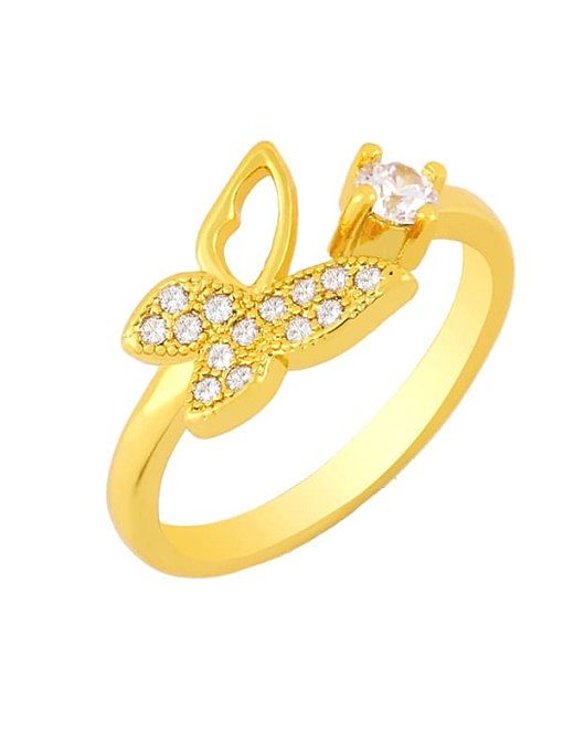 Brass Rhinestone Minimalist Double Cross Stackable Ring