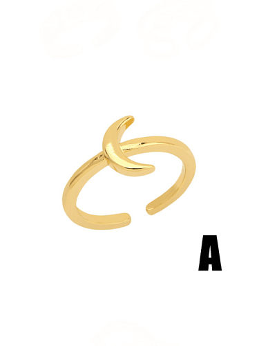 Brass Cubic Zirconia Moon Trend Stackable Ring